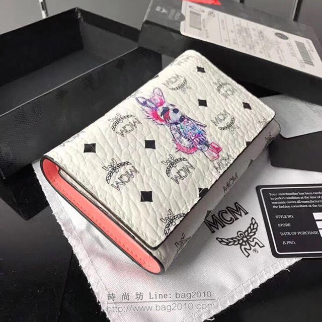 MCM錢包 原單 8011 兔子中款三折錢包 3D絲印 字母組合塗層帆布 MCM女款錢包  mdmc1041
